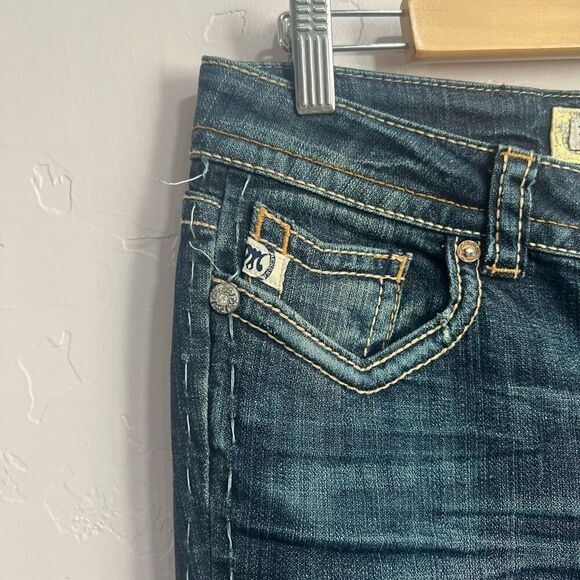 MEK Denim Mazatlan Boot Cut Buckle Flap Pocket Denim Jeans 27x34 Distressed - Picture 4 of 8